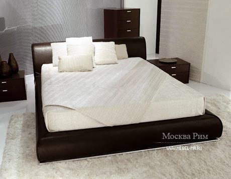 Двуспальная кровать на мягком основание из кожи, RELAX - Berloni
