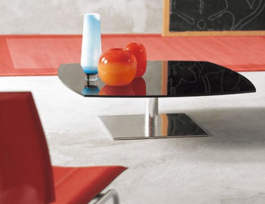 Столик журнальный на основании из стали со стеклянной или мраморной столешницей Land, Cattelan Italia