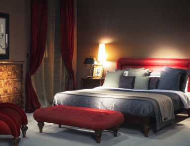 Кровать из вишневого дерева с мягким изголовьем G1361,  Annibale Colombo