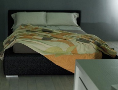 Двуспальная кровать на низких ножках, Rattan Wood