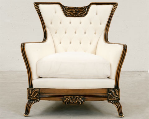 Кресло с высокой спинкой обитое кожей или тканью Liberty, Medea