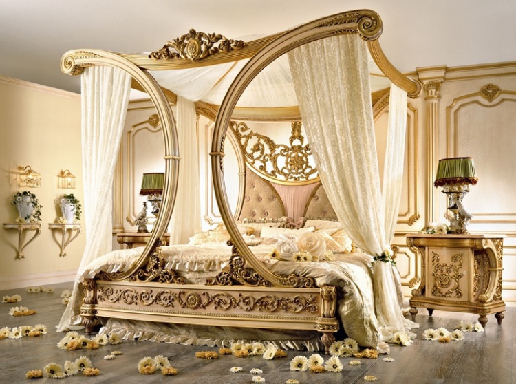 Кровать двуспальная с балдахином на каркасе из массива древесины Raffles, Riva Mobili d'Arte