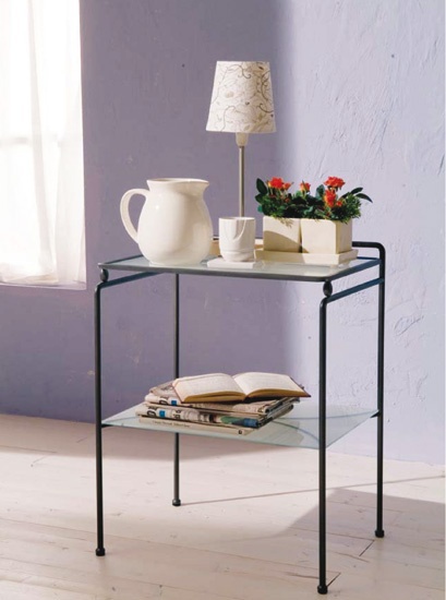 Прикроватный столик из металла со стеклянной столешницей Tazio, Bontempi Casa 