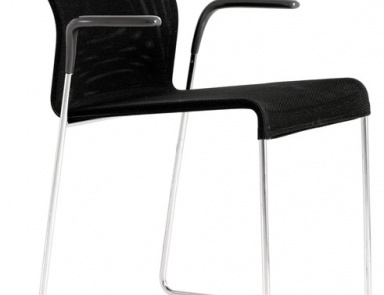 Стул с подлокотниками на каркасе из хромированной стали и отделкой из текстильной ткани Eva, Accademia