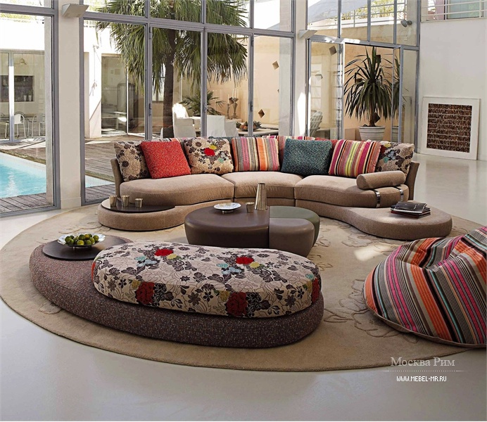 Roche bobois on sale curved sofa