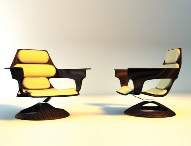 Кресло на каркасе из фанеры обитое кожей Bellchair, Bernini