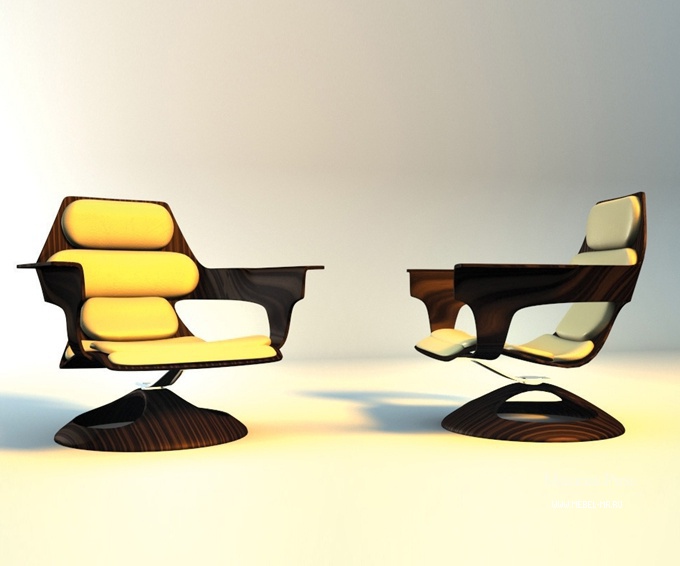 Кресло на каркасе из фанеры обитое кожей Bellchair, Bernini