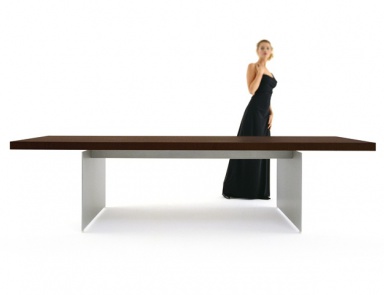 Стол обеденный на каркасе из алюминия и стали с деревянной столешницей Dam, Bonacina Pierantonio