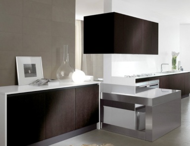 Кухня с дверцами из МДФ отделанная сталью и шпоном Area, Bontempi Casa