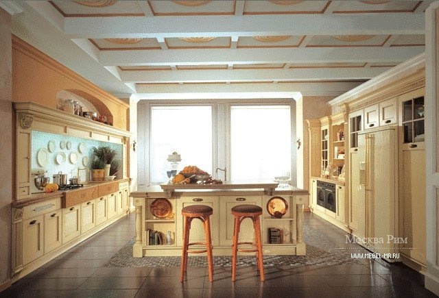 Кухня с каркасом из МДФ, полками из стекла и отделкой из шпона дерева Opera, Aster Cucine