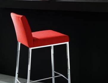 Стул барный на каркасе из хромированной стали обитый кожей или тканью Mos, Bontempi Casa