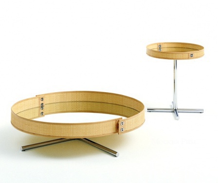 Столик кофейный прикроватный на каркасе из стали с кожанным профилем Lario 10-11, Bonacina Pierantonio