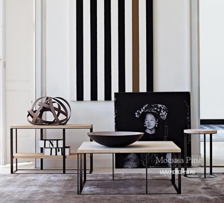 Стол обеденный на стальном каркасе с мраморным или деревянным топом Lithos, B&B Italia