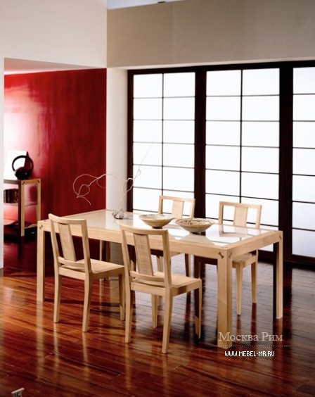 Стол обеденный на каркасе из массива дуба со стеклянной столешницей Shogun, Bamax