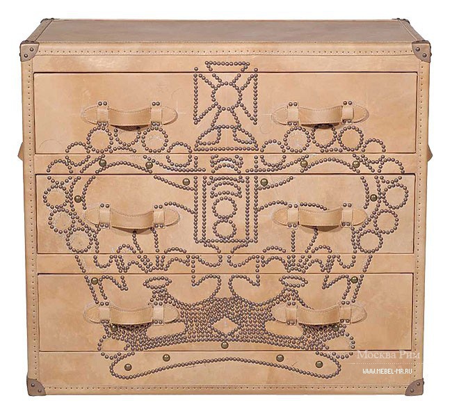 Металлический комод, Howard Crown Studded Parchment Chest of Drawers - Andrew Martin