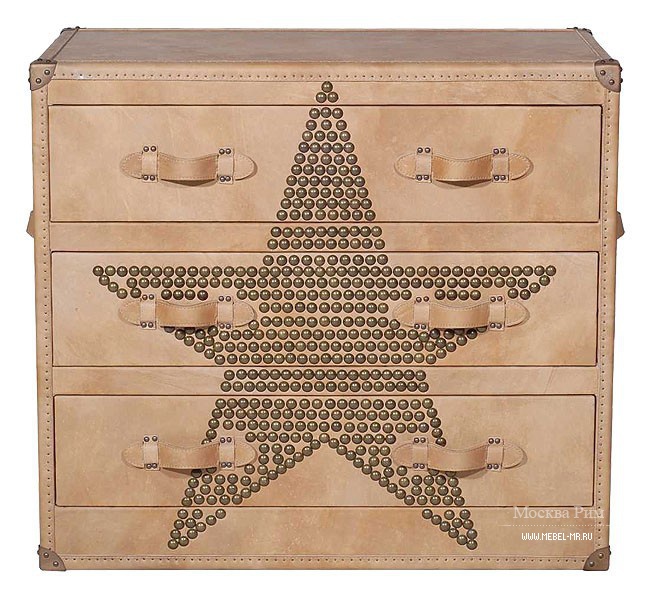 Комод с кожаными ручками, Howard Star Studded Parchment Chest of Drawers - Andrew Martin