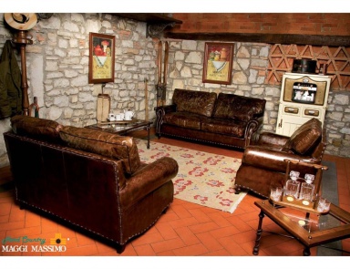 Диван двухместный кожаный, Maggi Massimo (мебель в стиле кантри, деревенский стиль)