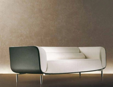 Диван на каркасе из стали обитый кожей Yfi, Giorgetti (белый диван)