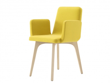 Стул с подлокотниками из натурального дерева VIK, Ligne Roset