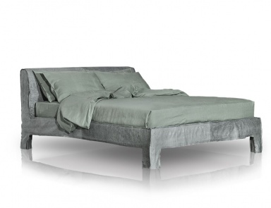 Кровать в обивке из кожи в сером цвете Summer, Baxter