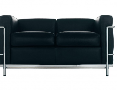 Двухместный диван на хромированном каркасе LC2, Cassina