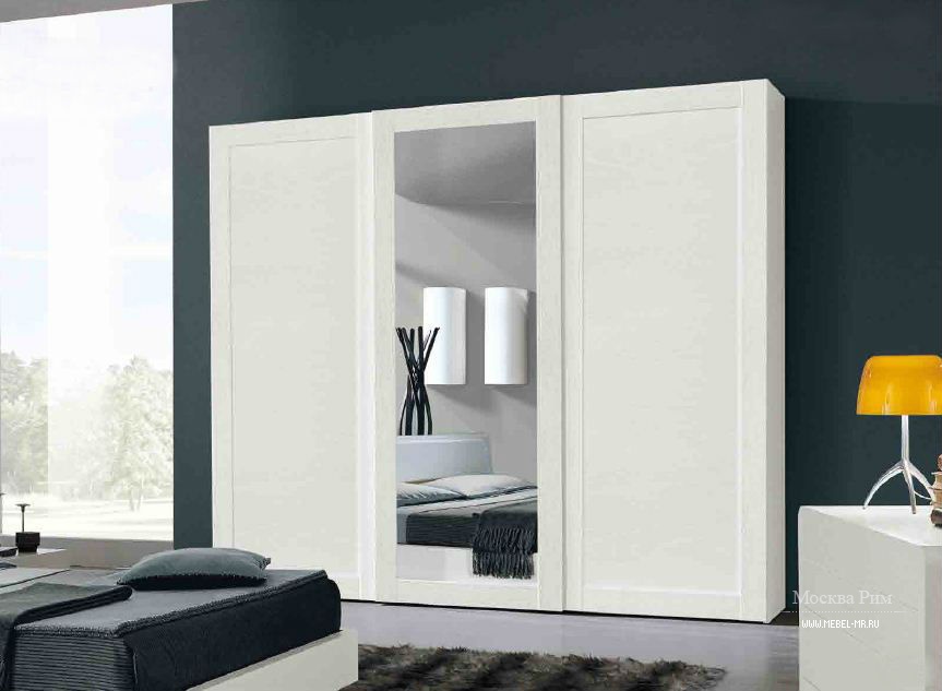 Шкаф-слайдер с зеркалом в отделке из шпона дуба Legno con cornice, Serenissima