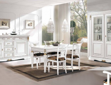 Гарнитур для столовой в белом лаке с резьбой Vivre Lux, Arve Style