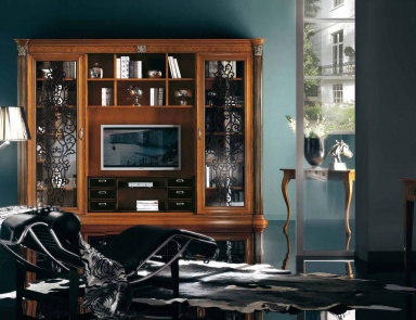 Стеллаж для ТВ с резными створками в стекле Vivre Lux, Arve Style