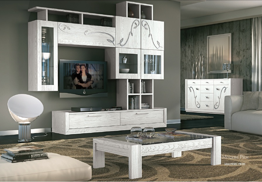 Гарнитур для гостиной в белом лаке с патиной Giselle, Arve Style