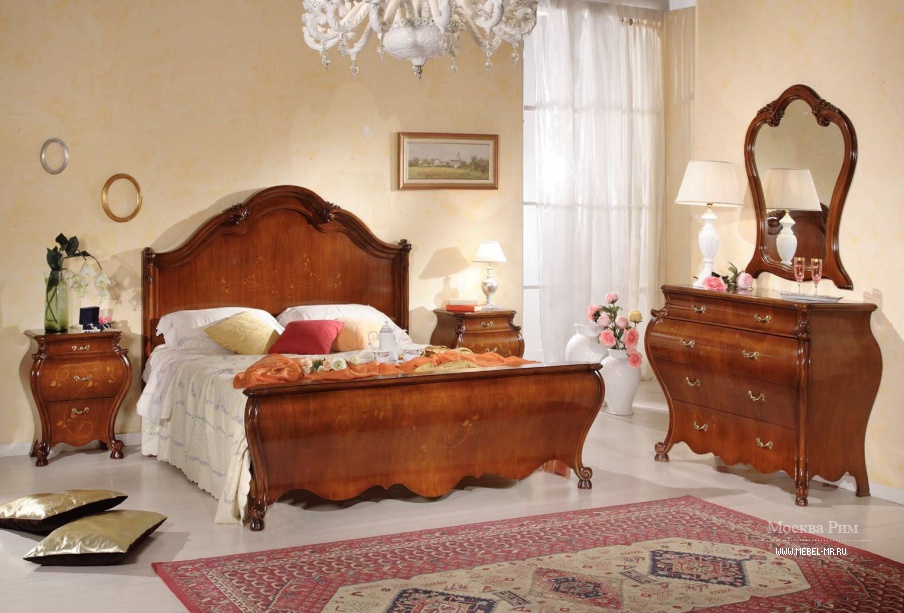Гарнитур для спальни в шпоне с резьбой и инкрустацией Persia, Arve Style