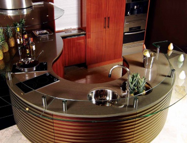 Гарнитур для кухни с гофрированным полуостровом Contemporary Comp. 24, Neff Kitchens