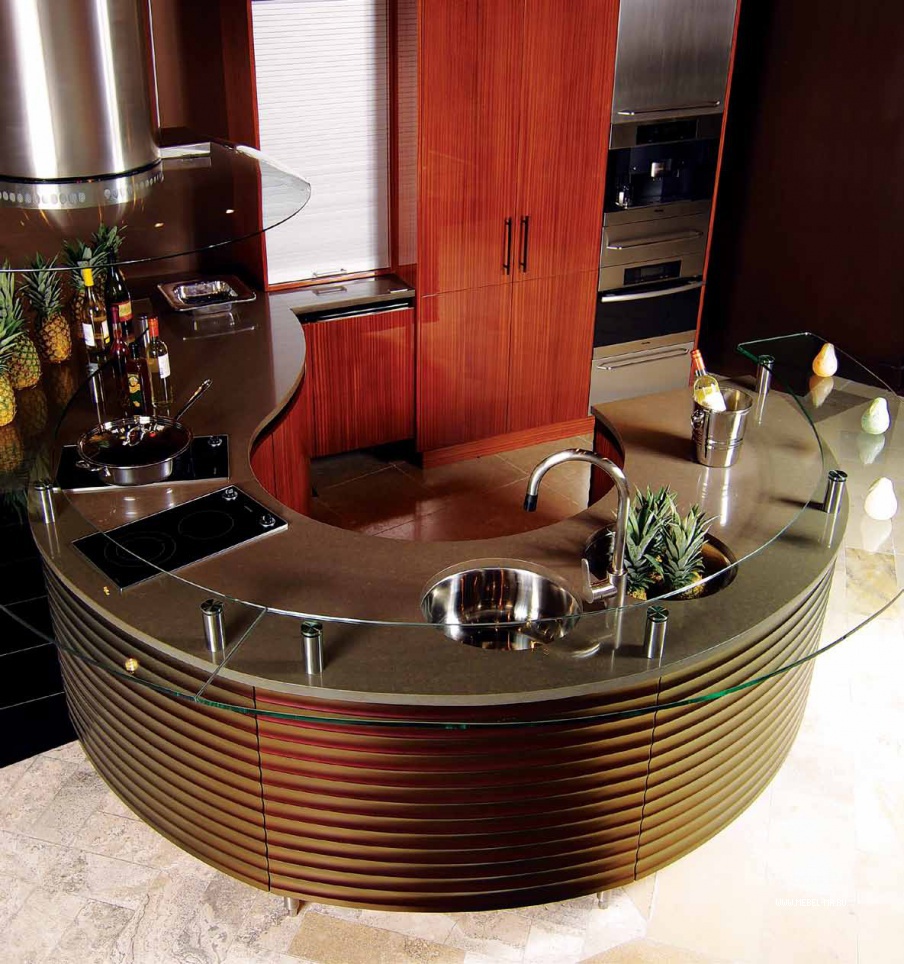 Гарнитур для кухни с гофрированным полуостровом Contemporary Comp. 24, Neff Kitchens
