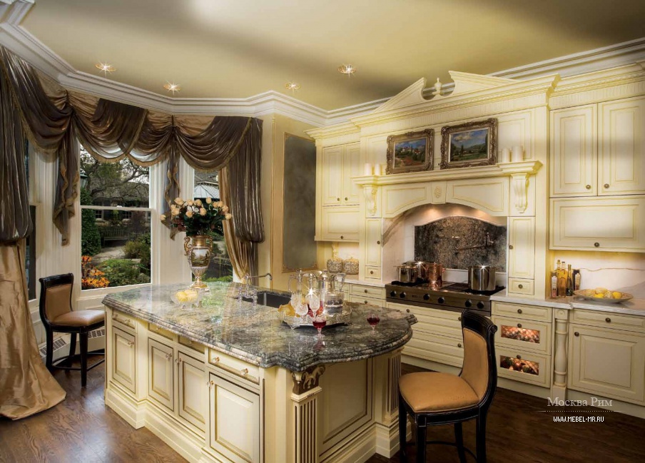 Гарнитур для кухни с резьбой в патине Versailles Comp.1, Neff Kitchens