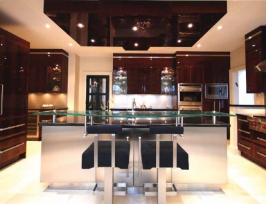 Гарнитур для кухни с инкрустированной стальной лентой Art Deco Comp.1, Neff Kitchens (мебель для кухни арт деко (ар деко))