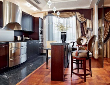 Гарнитур для кухни в отделке стальной лентой Art Deco Comp.5, Neff Kitchens