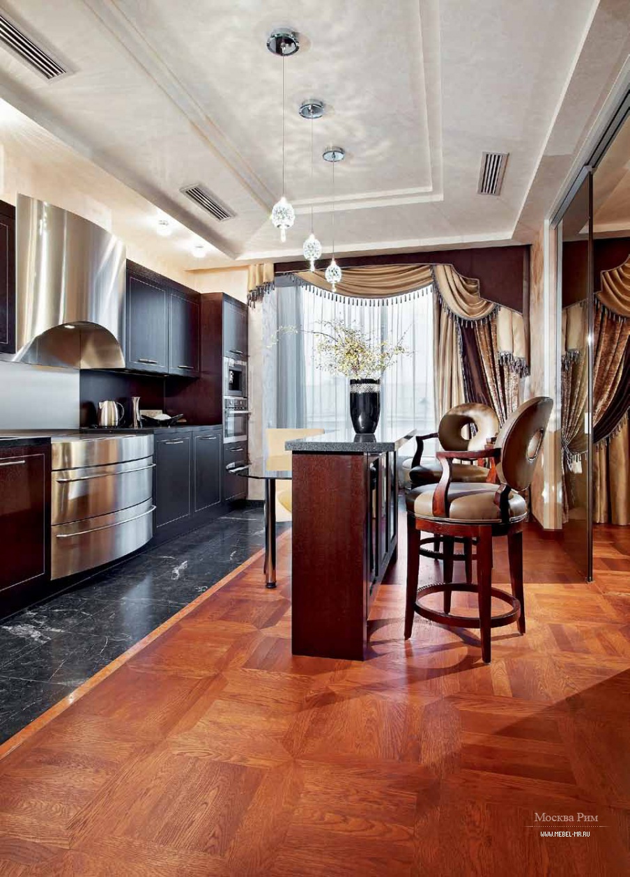 Гарнитур для кухни в отделке стальной лентой Art Deco Comp.5, Neff Kitchens