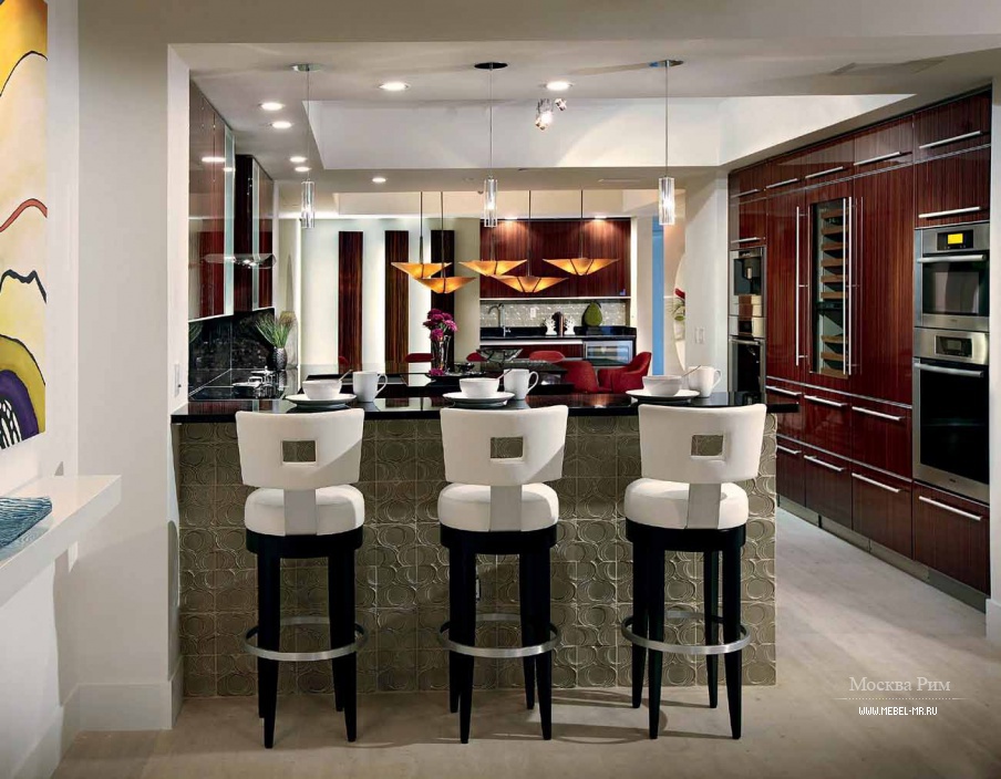 Гарнитур для кухни в отделке из экзотических пород Art Deco Comp.6, Neff Kitchens