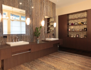 Гарнитур для ванной в шпоне со стальными элементами Contemporary Comp.4, Neff Kitchens