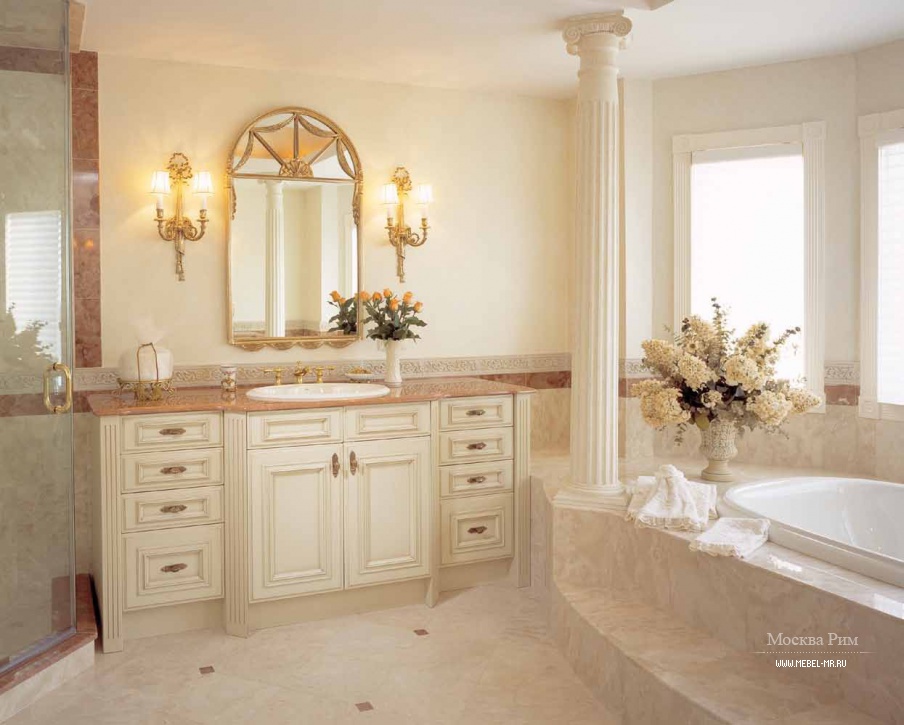 Гарнитур для ванной из мрамора, стекла и древесины Transitional Comp.1, Neff Kitchens