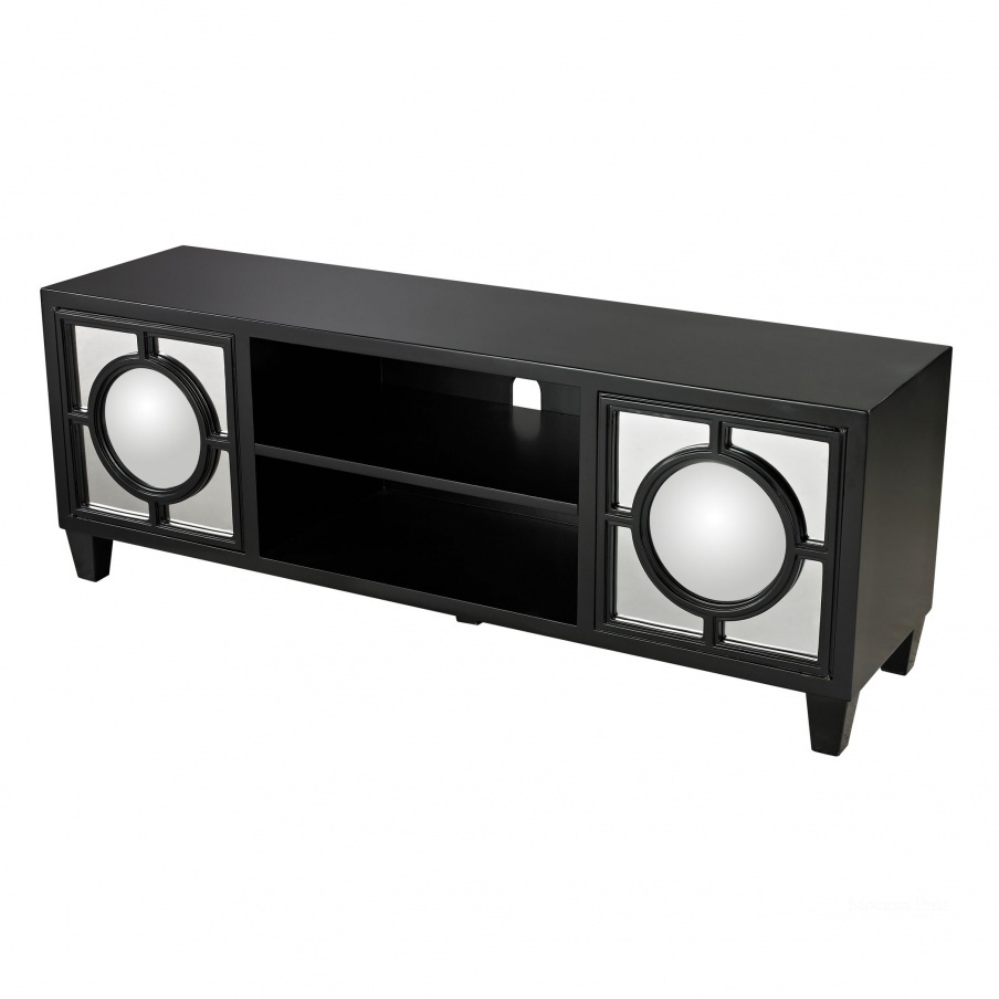 Шкаф Mirage Black Media Console With Convex Mirror By Sterling