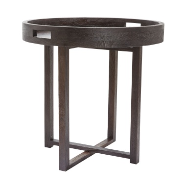 Стол Large Round Black Teak Side Table Tray