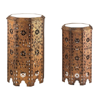 Стол Set Of 2 Moroccan Side Table With Mirrored Tops
