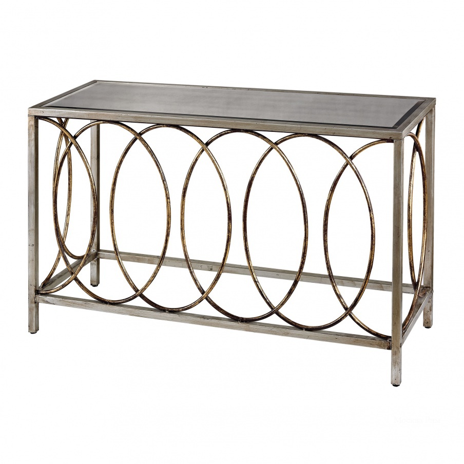 Консоль Rings Console Table With Mirrored Top Sterling