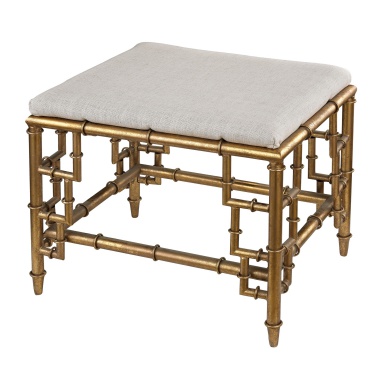Табурет Stool With Bamboo Frame In Gold Leaf And Linen Seat