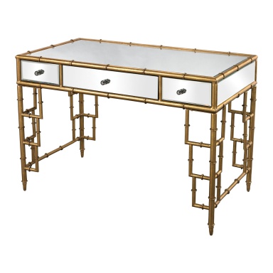 Стол письменный Mirror Top Desk With Bamboo Frame In Gold Leaf