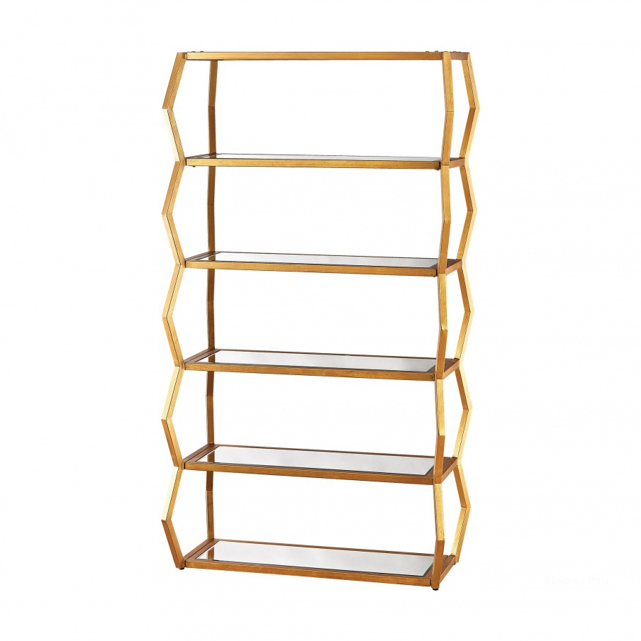Стеллаж Anjelica Bookshelf In Gold Leaf And Clear Mirror Dimond Home