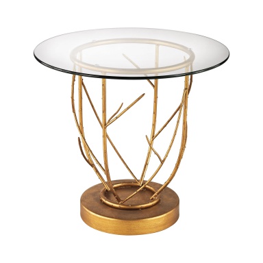 Стол Thicket Side Table In Gold Leaf And Clear Glass