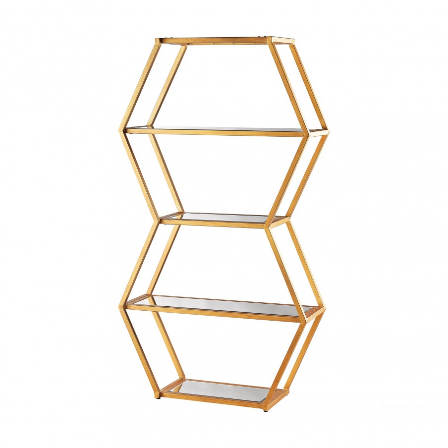 Стеллаж Vanguard Book Shelf In Gold Leaf And Clear Mirror Dimond Home