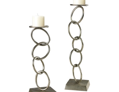 Подсвечник Set Of 2 Silver Leaf Chain Candle Holders Dimond Home