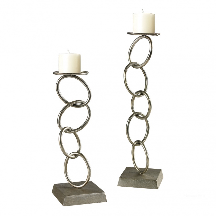 Подсвечник Set Of 2 Silver Leaf Chain Candle Holders Dimond Home
